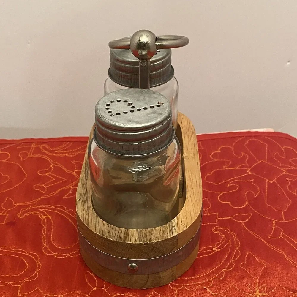 Farmhouse Round Shaped‎ Brushed Nickel Finish Salt & Pepper Shakers Cottagecore